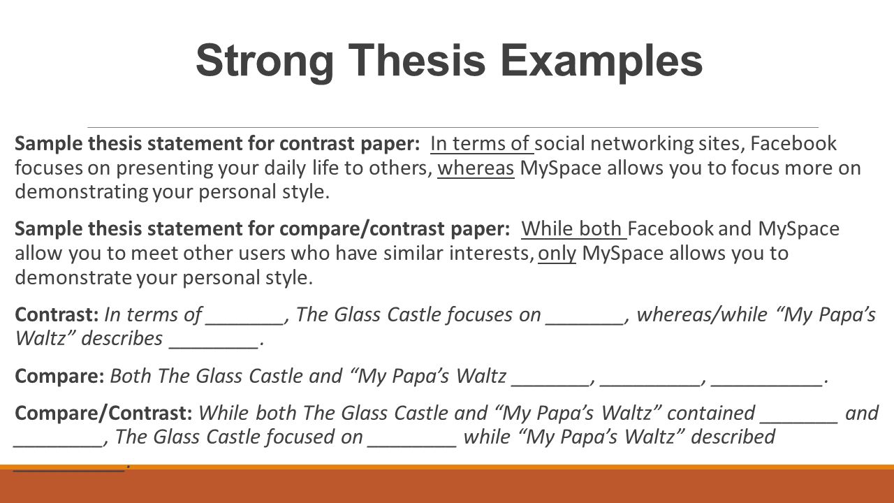 Thesis statement for a comparison and contrast paper